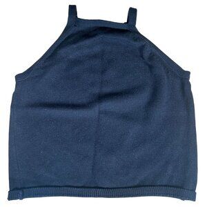 525 Knitted Halter Top Cotton Black Cropped Women's Size M